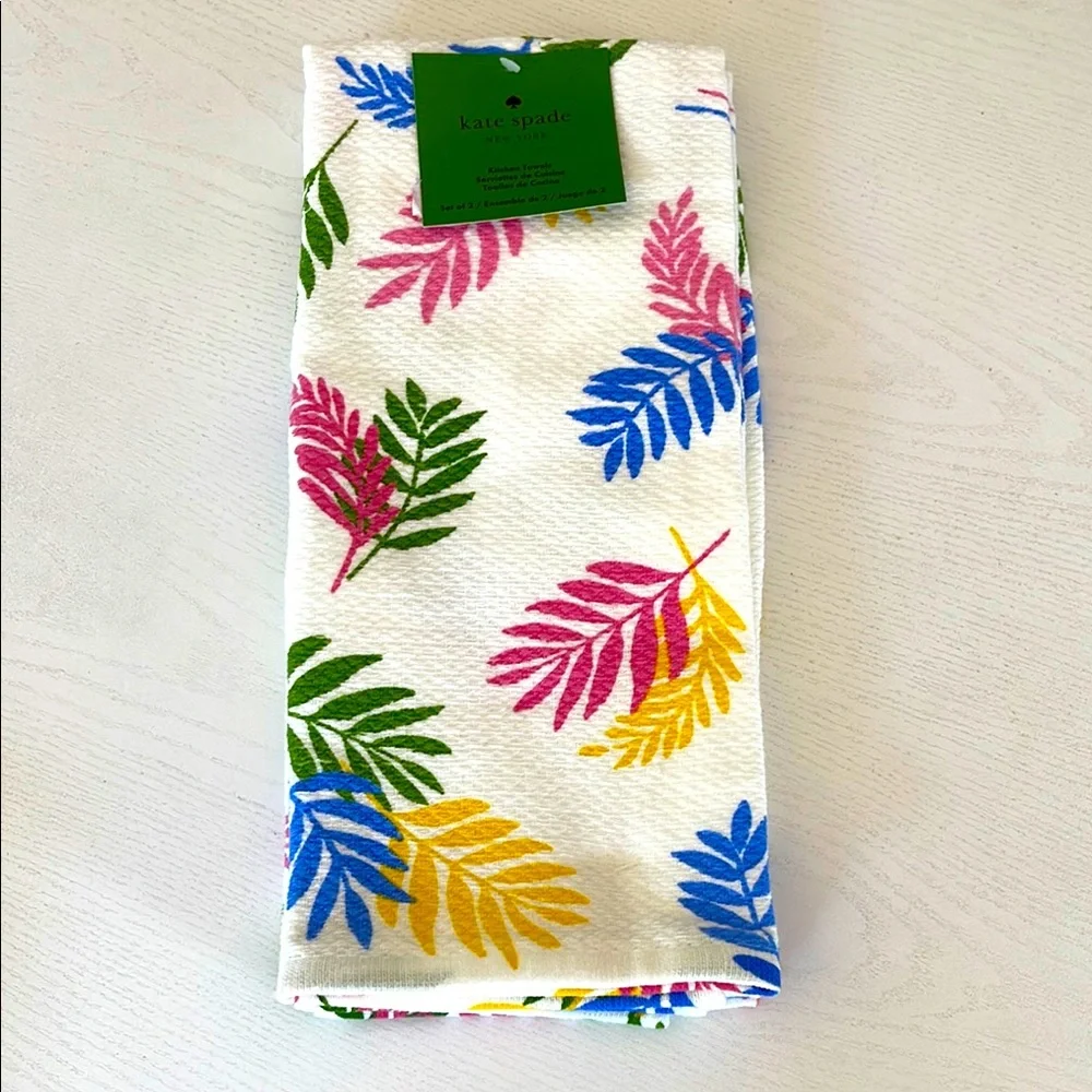Kate Spade Multicolor Leaf Pattern Towel Set of 2